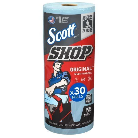 KIM.75130.EA Scott® 75130 Shop Towel, 11 in L, 9.4 in W, Paper, Blue, 1-Ply